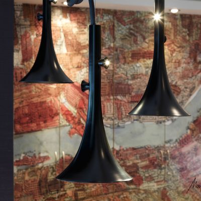 Matteo Bianchi baffo lamp trumpet black design