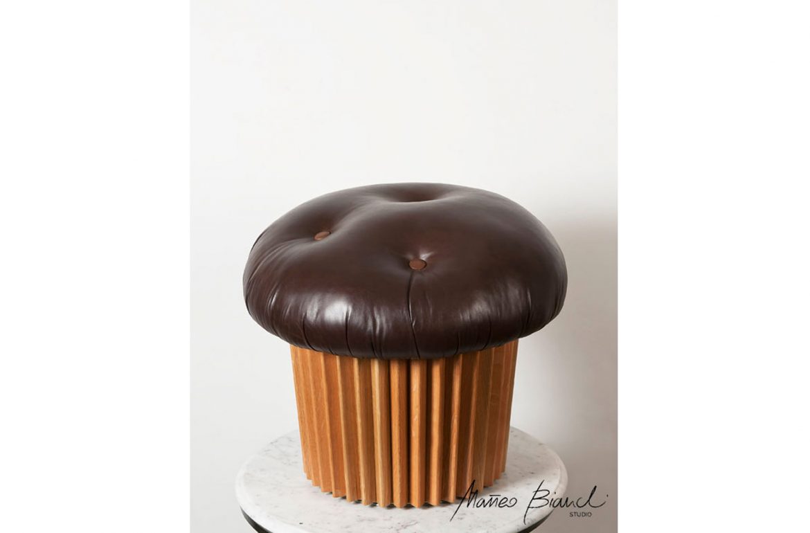 muffin pouffe leather brown art bespoke design